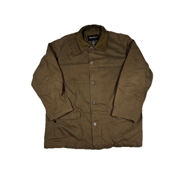 Eddie Bauer Other - Eddie Bauer Jacket Mens XXL Brown Chore Barn Coat Jacket Canvas Leather Trim